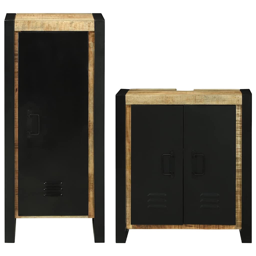 vidaXL Badezimmermöbel-Set mit Regal 2 pcs Braun Massives Mangoholz