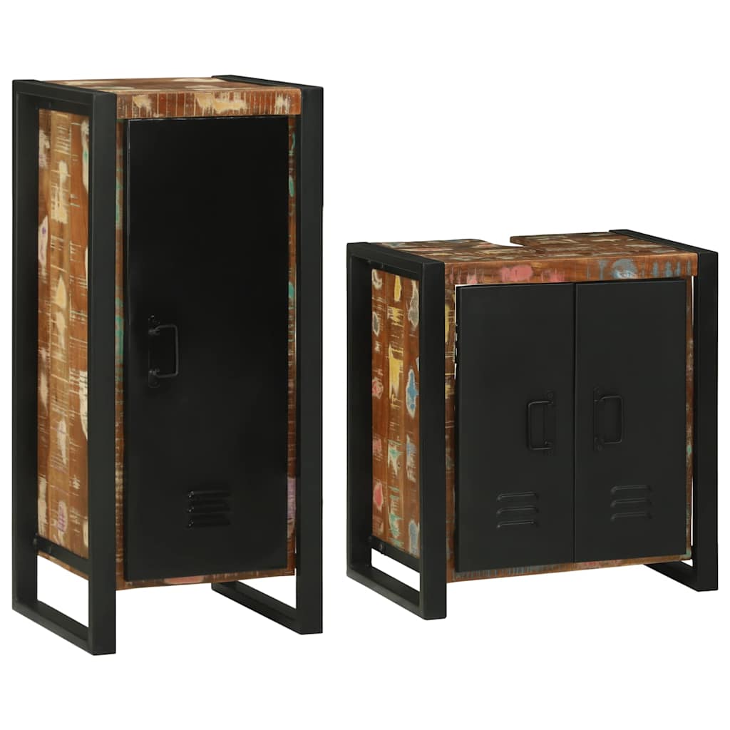 vidaXL Badezimmermöbel-Set mit Regal 2 pcs Braun Massives Mangoholz