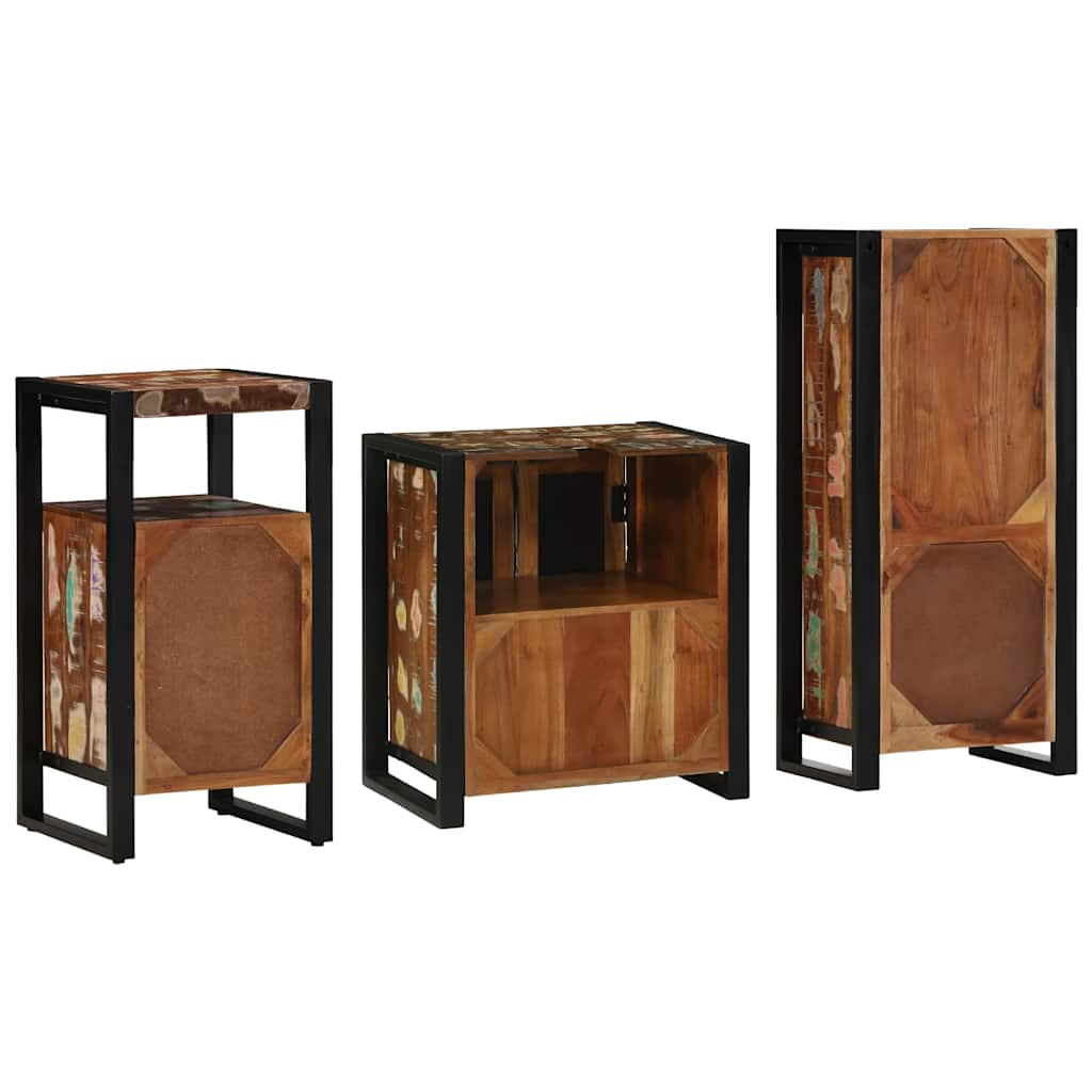 vidaXL Badezimmermöbel-Set mit Regal 3 pcs Massives upgecyceltes Holz