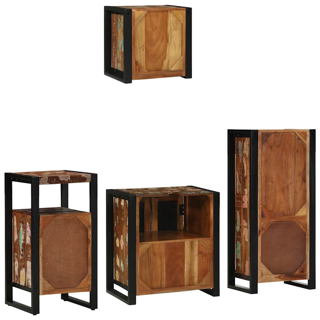 vidaXL Badezimmermöbel-Set mit Regal 4 pcs Massives upgecyceltes Holz