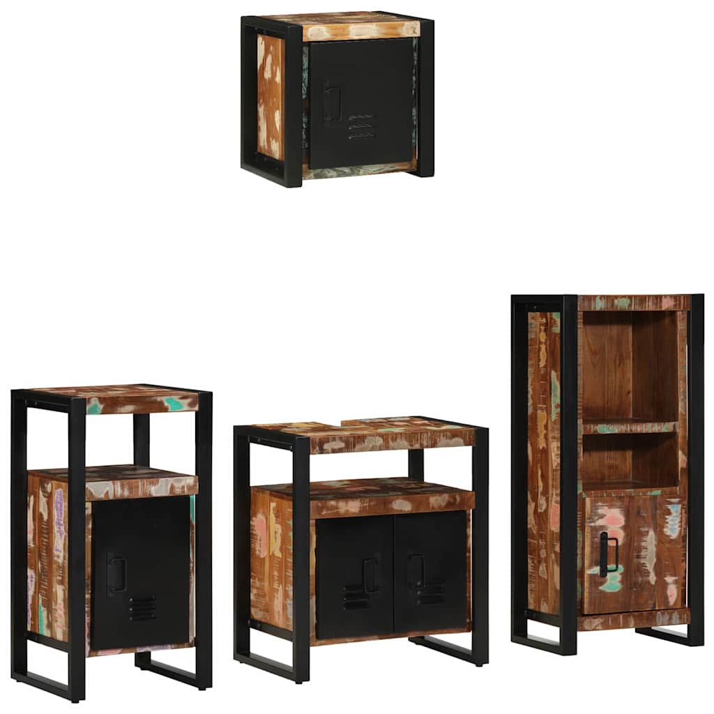 vidaXL Badezimmermöbel-Set mit Regal 4 pcs Massives upgecyceltes Holz