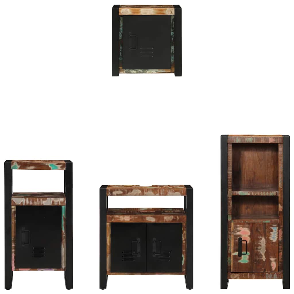 vidaXL Badezimmermöbel-Set mit Regal 4 pcs Massives upgecyceltes Holz
