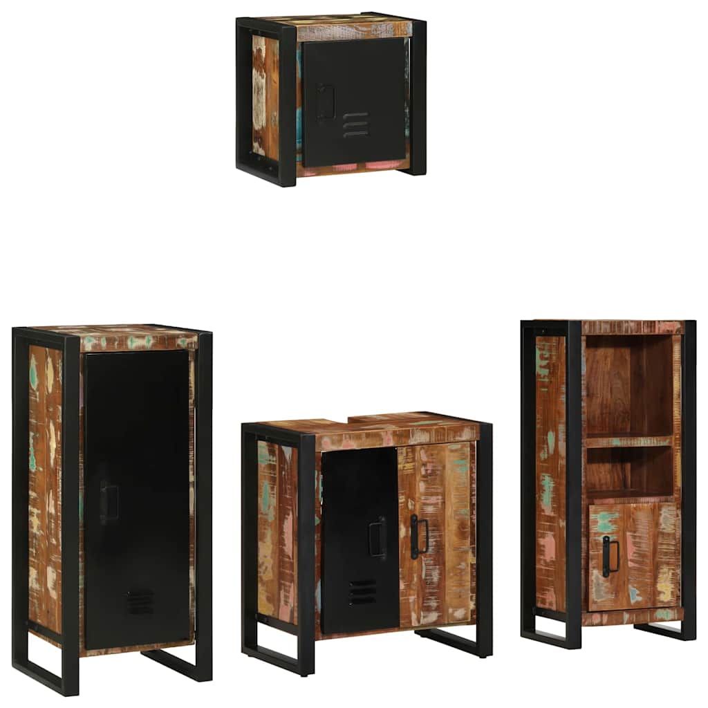 vidaXL Badezimmermöbel-Set mit Regal 4 pcs Massives upgecyceltes Holz