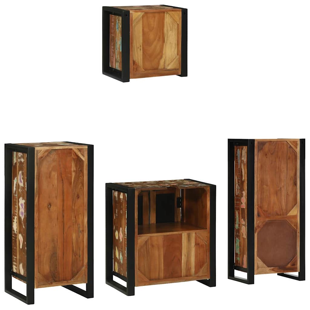 vidaXL Badezimmermöbel-Set mit Regal 4 pcs Massives upgecyceltes Holz