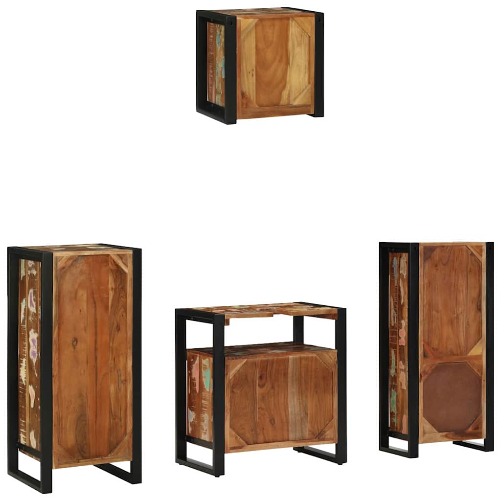 vidaXL Badezimmermöbel-Set mit Regal 4 pcs Massives upgecyceltes Holz
