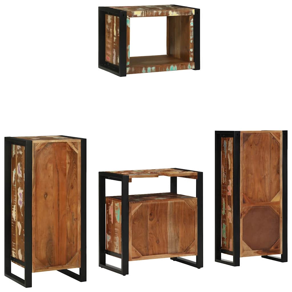 vidaXL Badezimmermöbel-Set mit Regal 4 pcs Massives upgecyceltes Holz