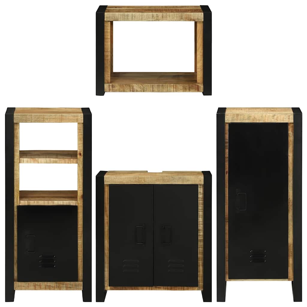 vidaXL Badezimmermöbel-Set mit Regal 4 pcs Braun Massives Mangoholz
