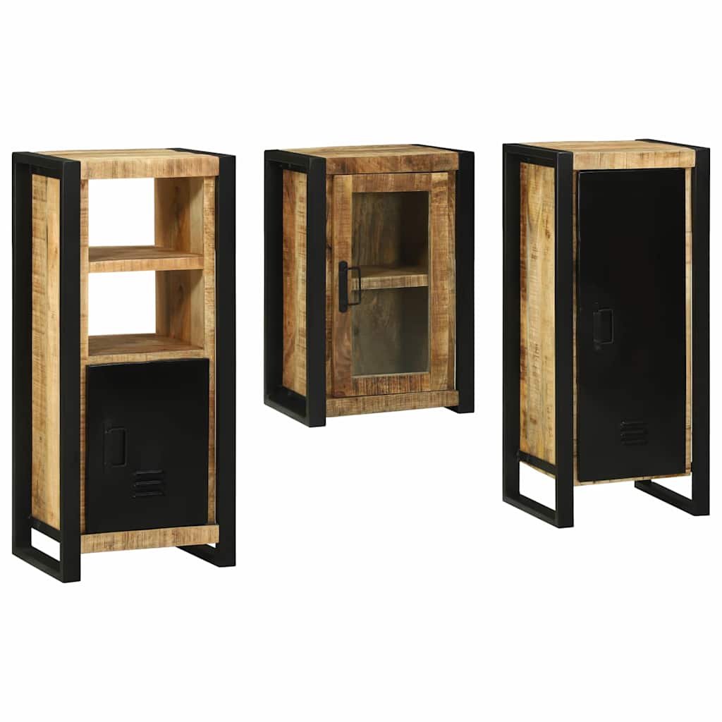 vidaXL Badezimmermöbel-Set mit Regal 3 pcs Braun Massivholz Mango