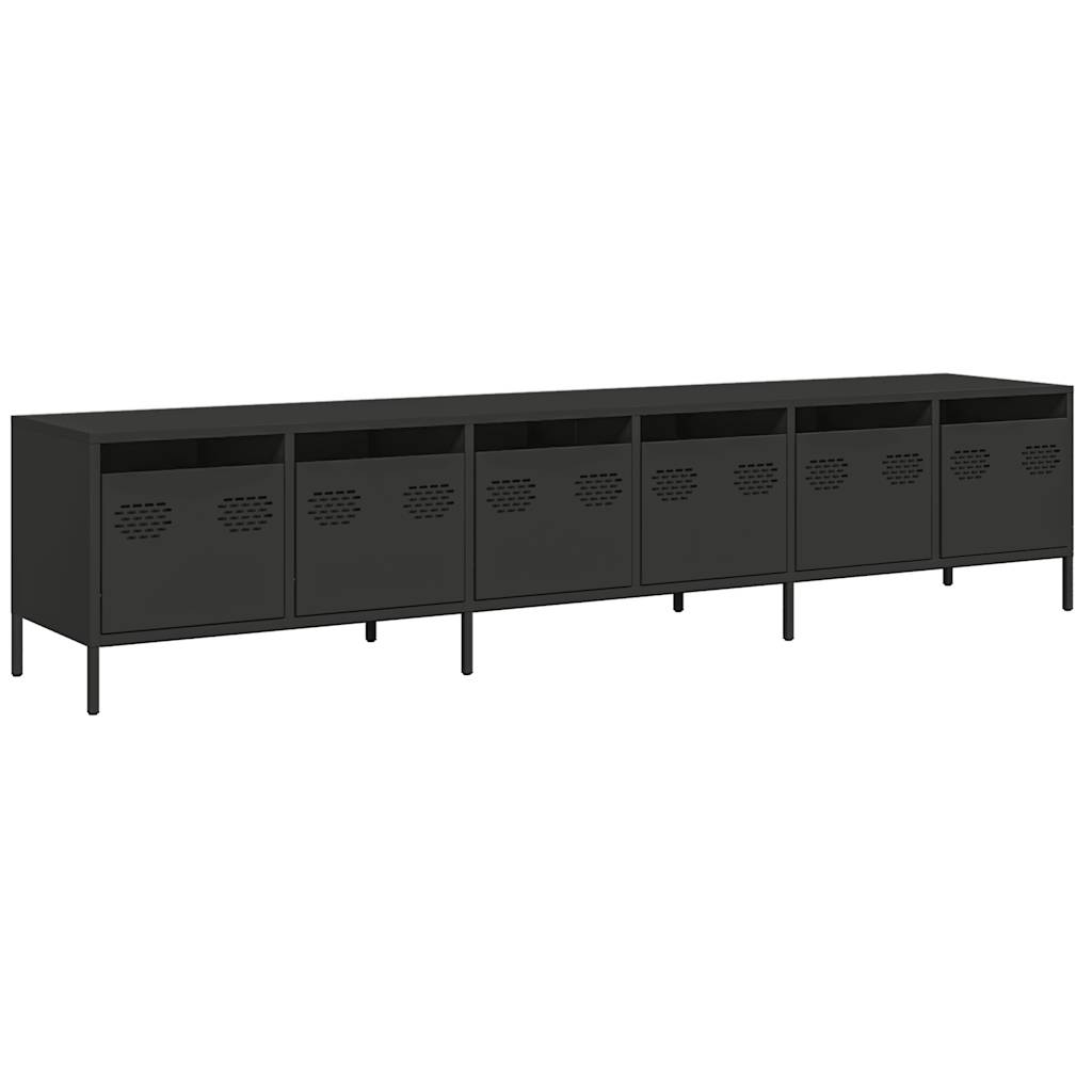 vidaXL TV-Schrank Schwarz 202x39x43,5 cm Kaltgewalzter Stahl