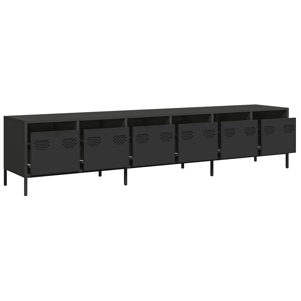 vidaXL TV-Schrank Schwarz 202x39x43,5 cm Kaltgewalzter Stahl