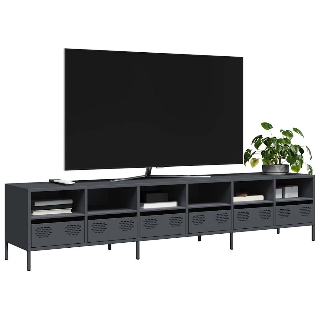 vidaXL TV-Schrank Schwarz 202x39x43,5 cm Kaltgewalzter Stahl