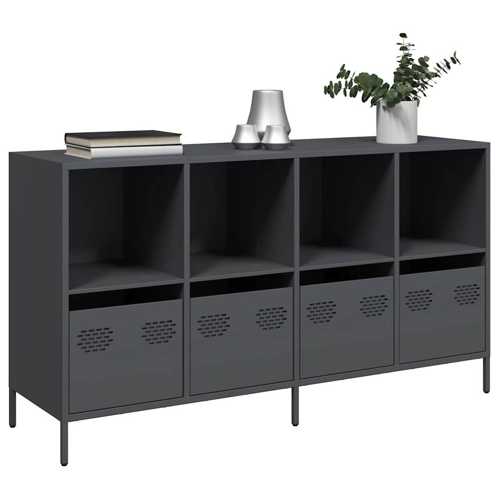 vidaXL Sideboard Schwarz 135x39x73,5 cm Kaltgewalzter Stahl