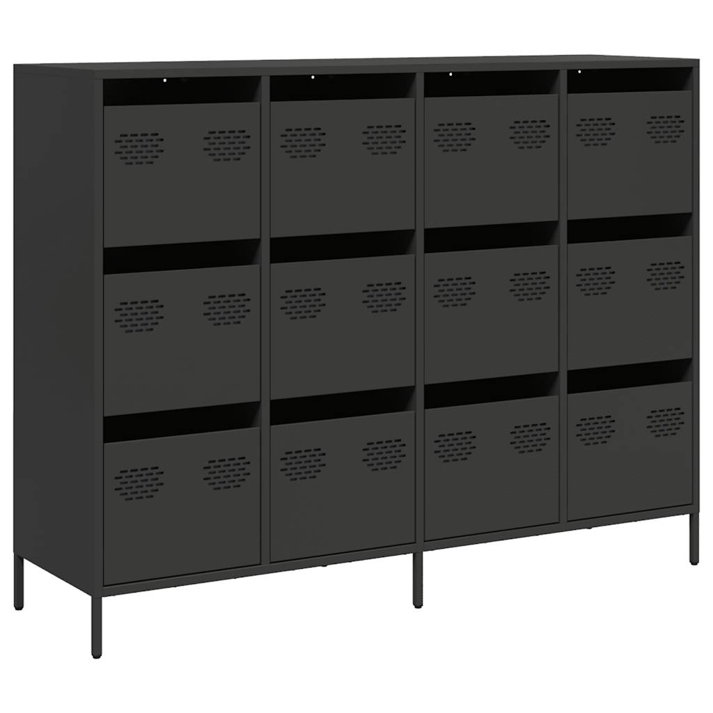 vidaXL Sideboard Schwarz 135x39x103,5 cm Kaltgewalzter Stahl
