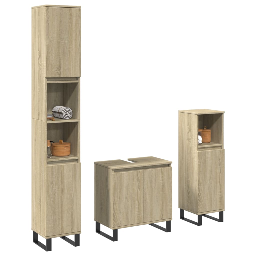 3-tlg. Badmöbel-Set Weiß Holzwerkstoff