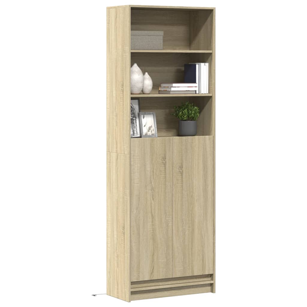 vidaXL Highboard mit LED-Beleuchtung Weiß 69x32,5x200 cm Holzwerkstoff