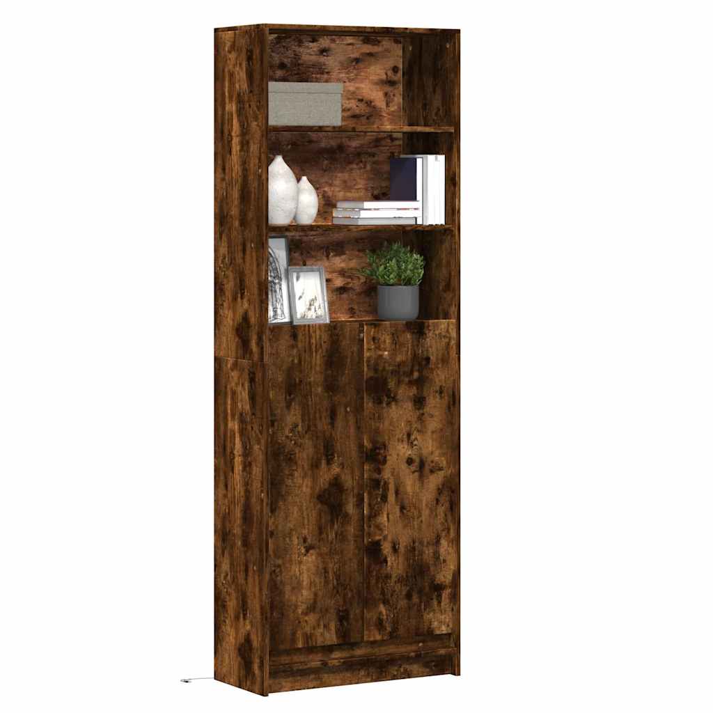 vidaXL Highboard mit LED-Beleuchtung Weiß 69x32,5x200 cm Holzwerkstoff