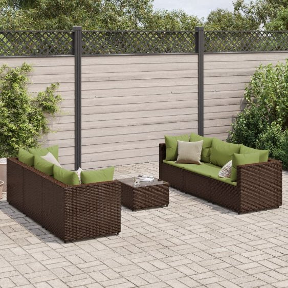 6-tlg. Garten-Lounge-Set mit Kissen Schwarz Poly Rattan