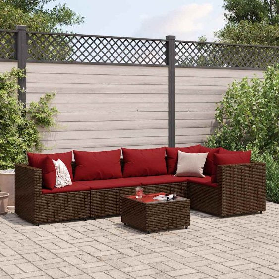 4-tlg. Garten-Lounge-Set mit Kissen Schwarz Poly Rattan
