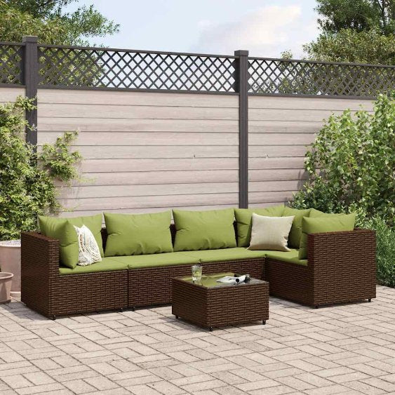 4-tlg. Garten-Lounge-Set mit Kissen Schwarz Poly Rattan