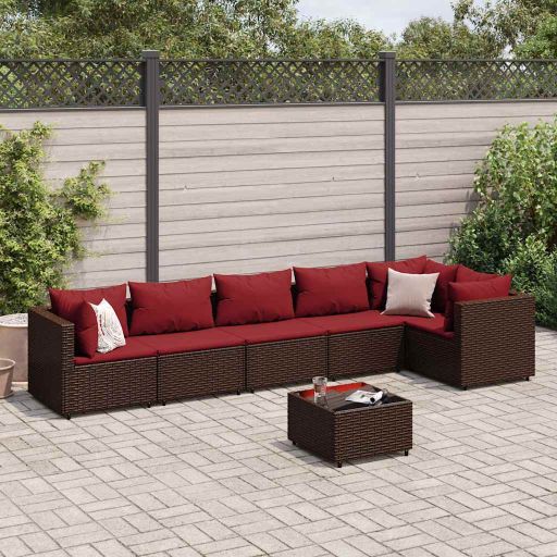 4-tlg. Garten-Lounge-Set mit Kissen Schwarz Poly Rattan