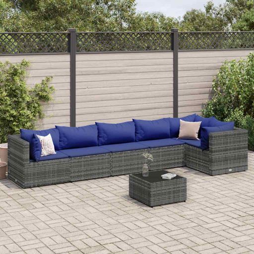 4-tlg. Garten-Lounge-Set mit Kissen Schwarz Poly Rattan