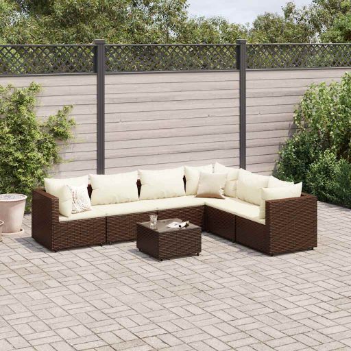5-tlg. Garten-Lounge-Set mit Kissen Schwarz Poly Rattan