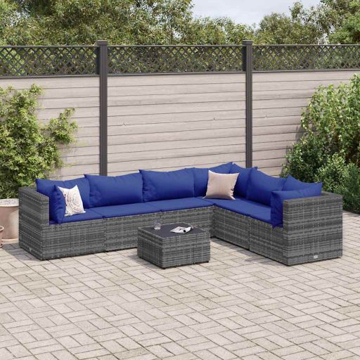 5-tlg. Garten-Lounge-Set mit Kissen Schwarz Poly Rattan