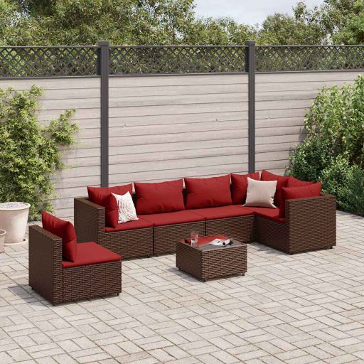 5-tlg. Garten-Lounge-Set mit Kissen Schwarz Poly Rattan