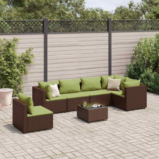 5-tlg. Garten-Lounge-Set mit Kissen Schwarz Poly Rattan