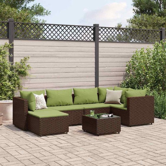 6-tlg. Garten-Lounge-Set mit Kissen Schwarz Poly Rattan