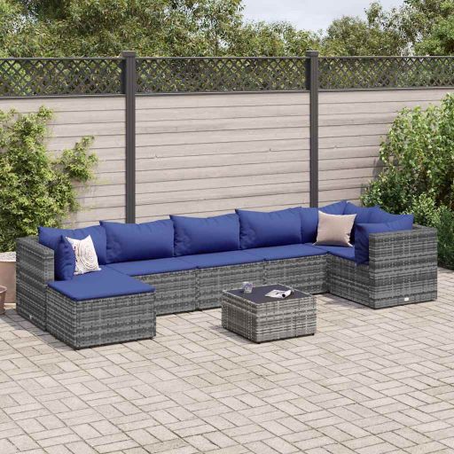 6-tlg. Garten-Lounge-Set mit Kissen Schwarz Poly Rattan