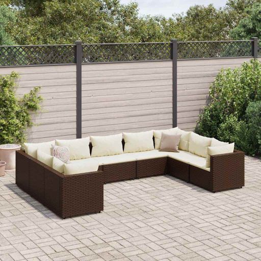 6-tlg. Garten-Lounge-Set mit Kissen Schwarz Poly Rattan
