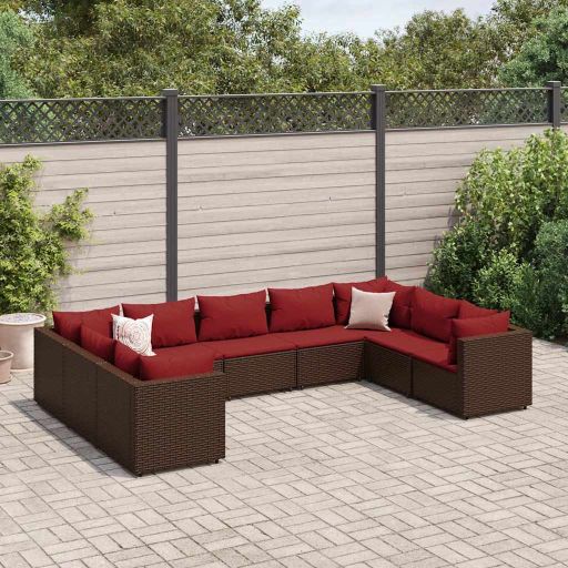 6-tlg. Garten-Lounge-Set mit Kissen Schwarz Poly Rattan