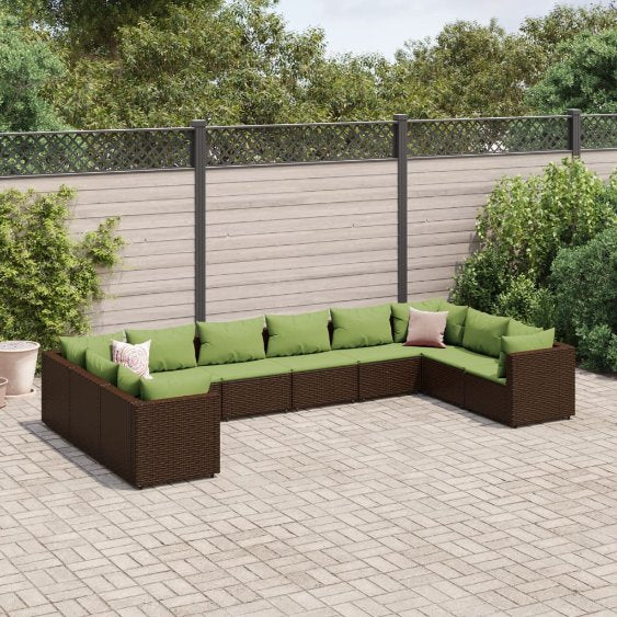 6-tlg. Garten-Lounge-Set mit Kissen Schwarz Poly Rattan