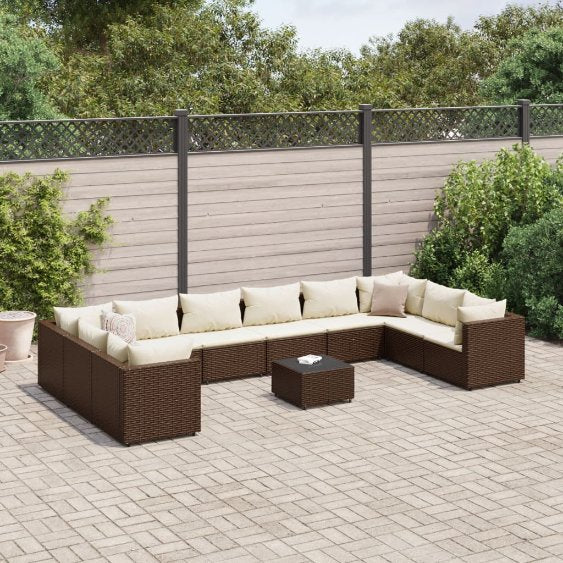6-tlg. Garten-Lounge-Set mit Kissen Schwarz Poly Rattan