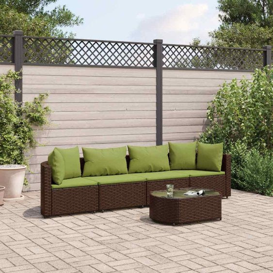 4-tlg. Garten-Sofagarnitur mit Kissen Schwarz Poly Rattan