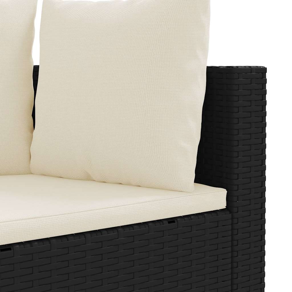 7-tlg. Garten-Sofagarnitur mit Kissen Schwarz Poly Rattan