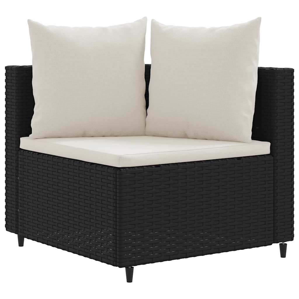 vidaXL 10-tlg. Garten-Sofagarnitur mit Kissen Schwarz Poly Rattan