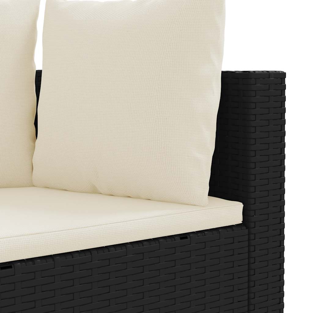 vidaXL 10-tlg. Garten-Sofagarnitur mit Kissen Schwarz Poly Rattan
