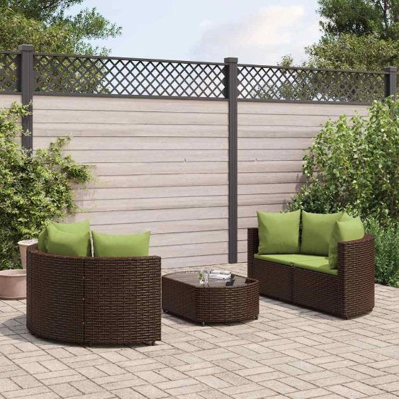 5-tlg. Garten-Sofagarnitur mit Kissen Schwarz Poly Rattan