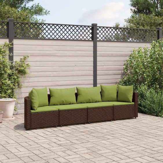3-tlg. Garten-Sofagarnitur mit Kissen Schwarz Poly Rattan