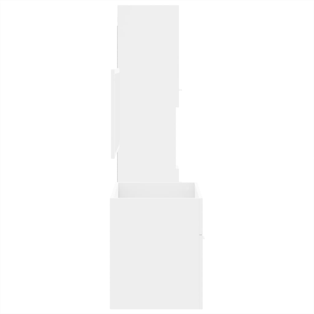 vidaXL 3-tlg. Badmöbel-Set Weiß Holzwerkstoff