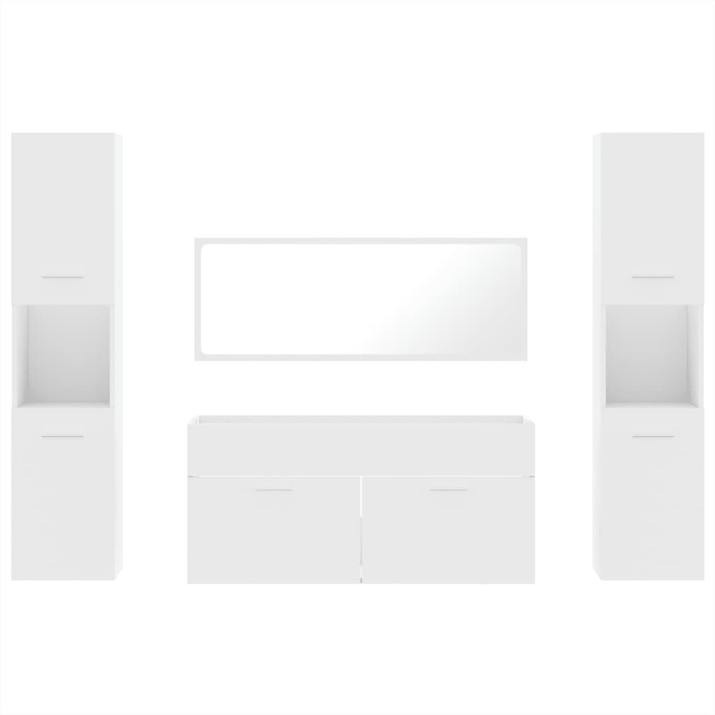 vidaXL 4-tlg. Badmöbel-Set Weiß Holzwerkstoff