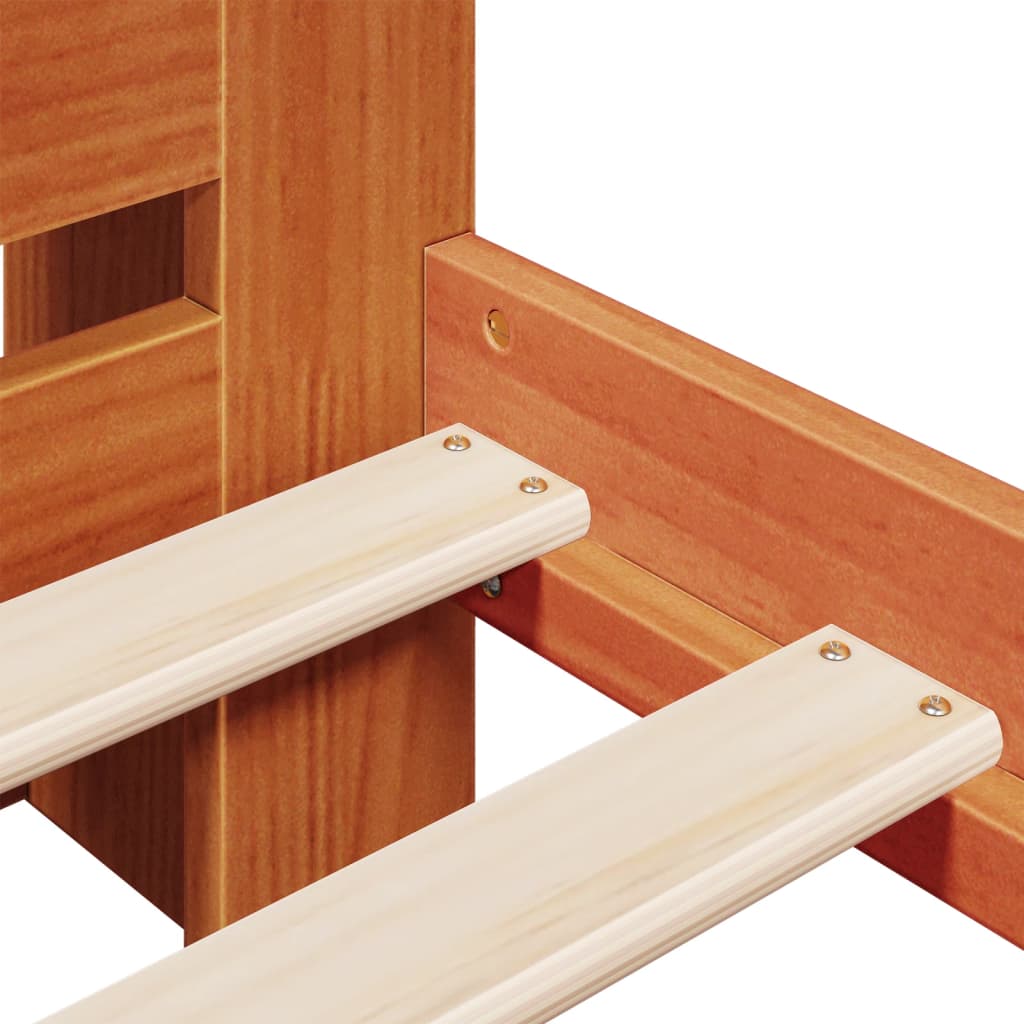 vidaXL Massivholzbett mit Regal ohne Matratze Wachsbraun 200x200 cm