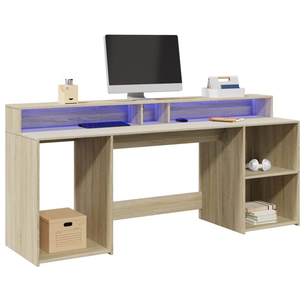 vidaXL LED-Schreibtisch Weiß 120x55x91 cm Holzwerkstoff