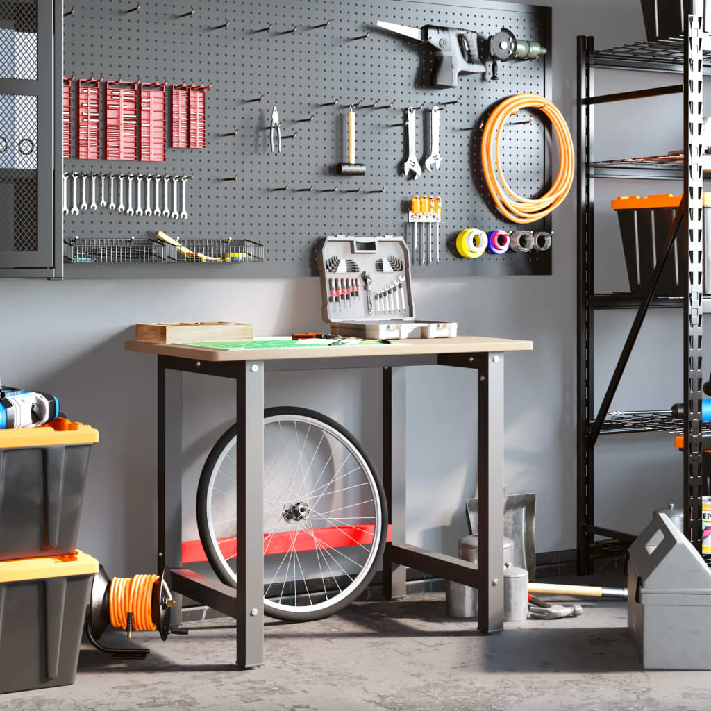 vidaXL Werkbank 100x60x81,5 cm Massivholz Eiche Rechteckig