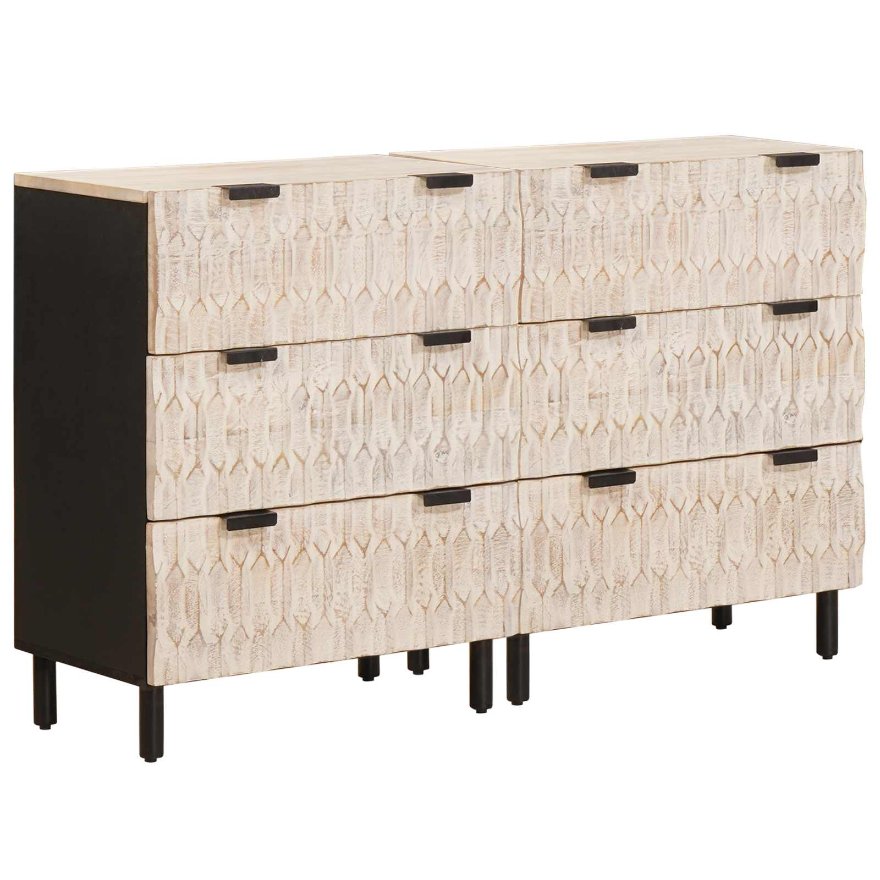 vidaXL Sideboard 2 pcs Weiße gewaschene Oberfläche 60 x 33 x 75 cm