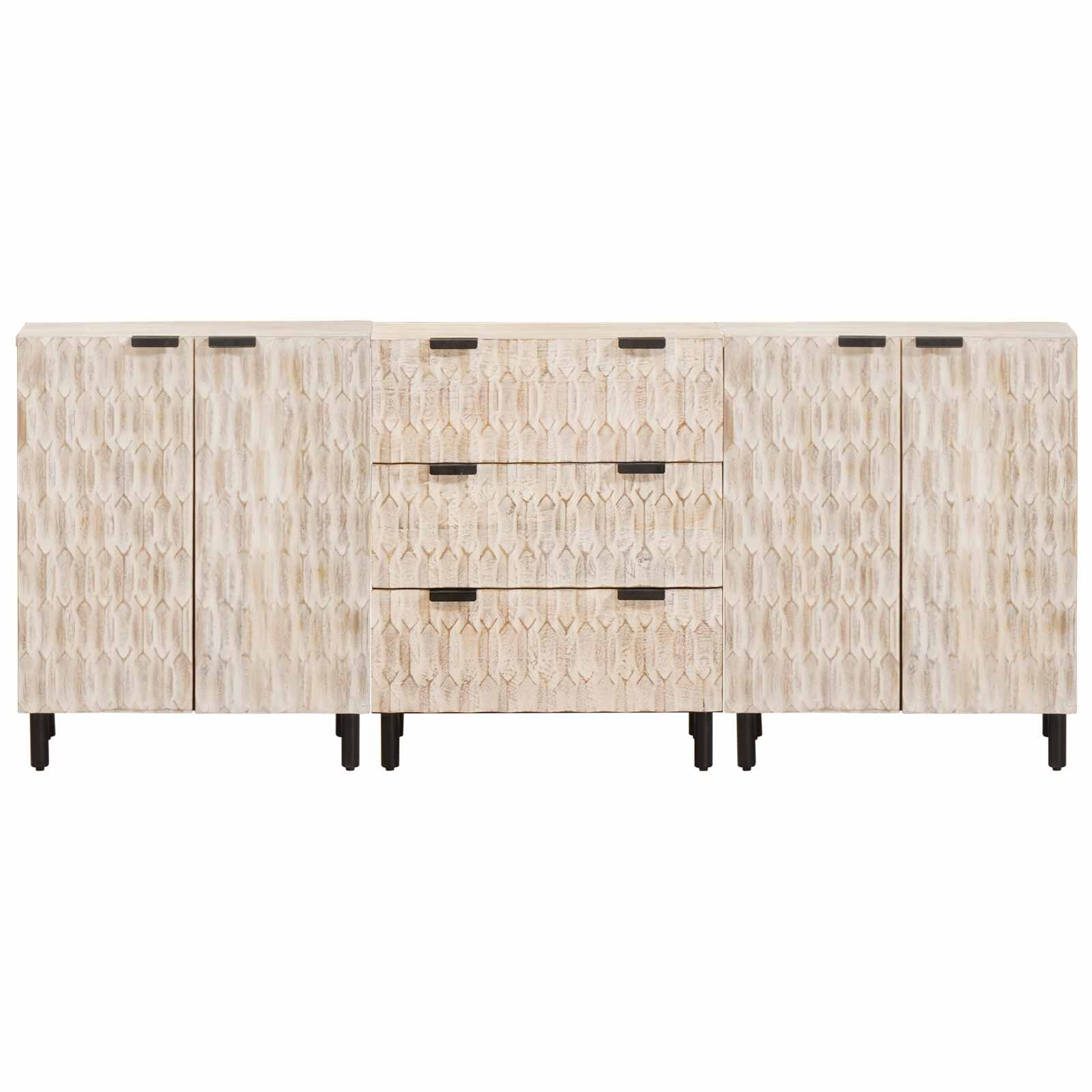 vidaXL Sideboard Weiße gewaschene Oberfläche Massivholz Mango