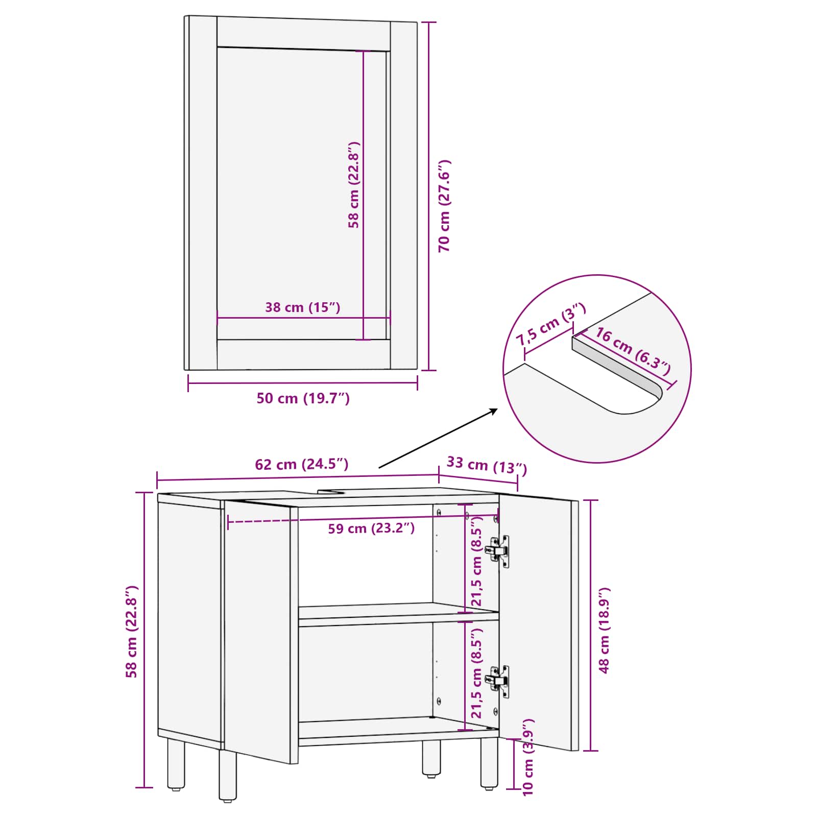 vidaXL Badezimmer Sets Weiße gewaschene Oberfläche Massivholz Mango