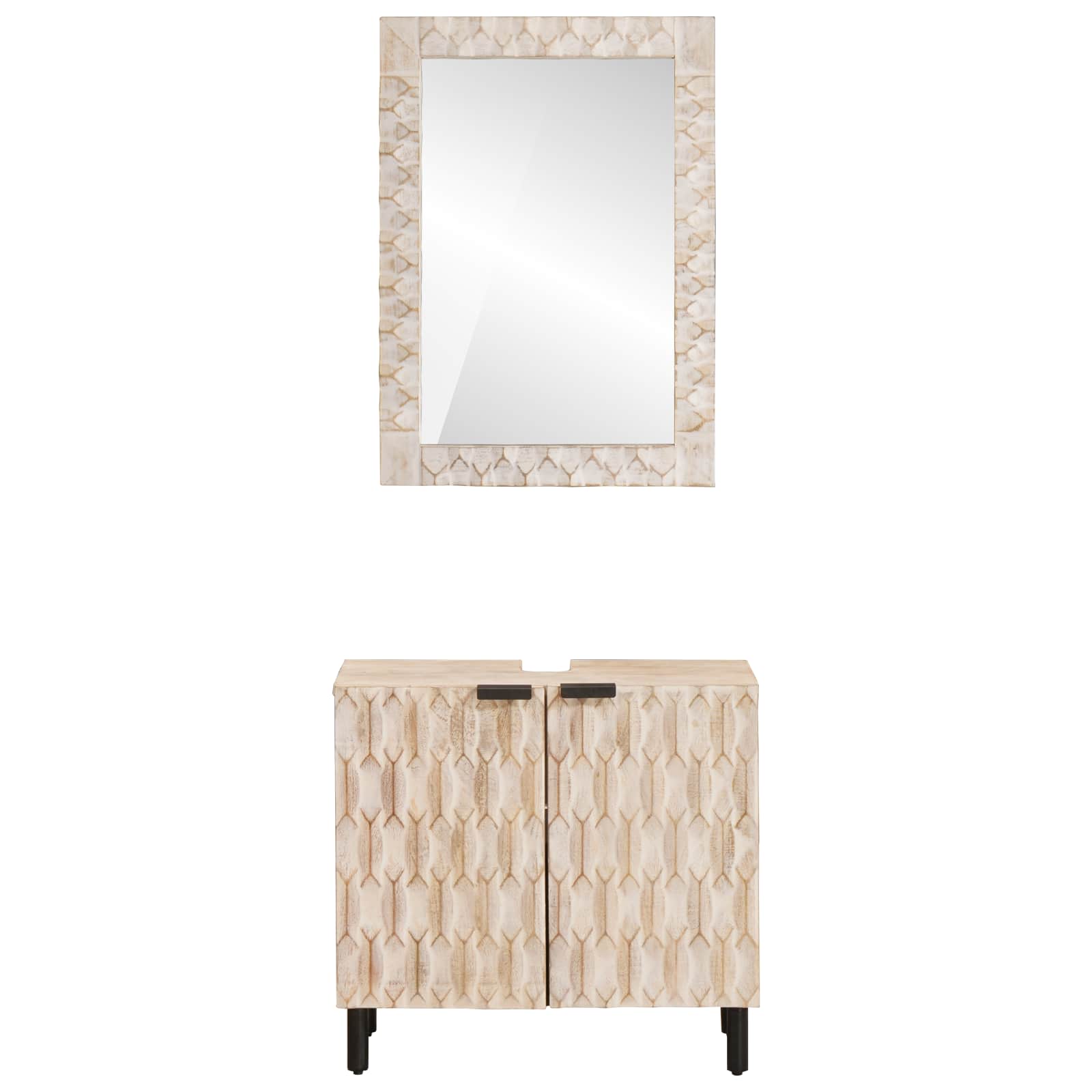 vidaXL Badezimmer Sets Weiße gewaschene Oberfläche Massivholz Mango